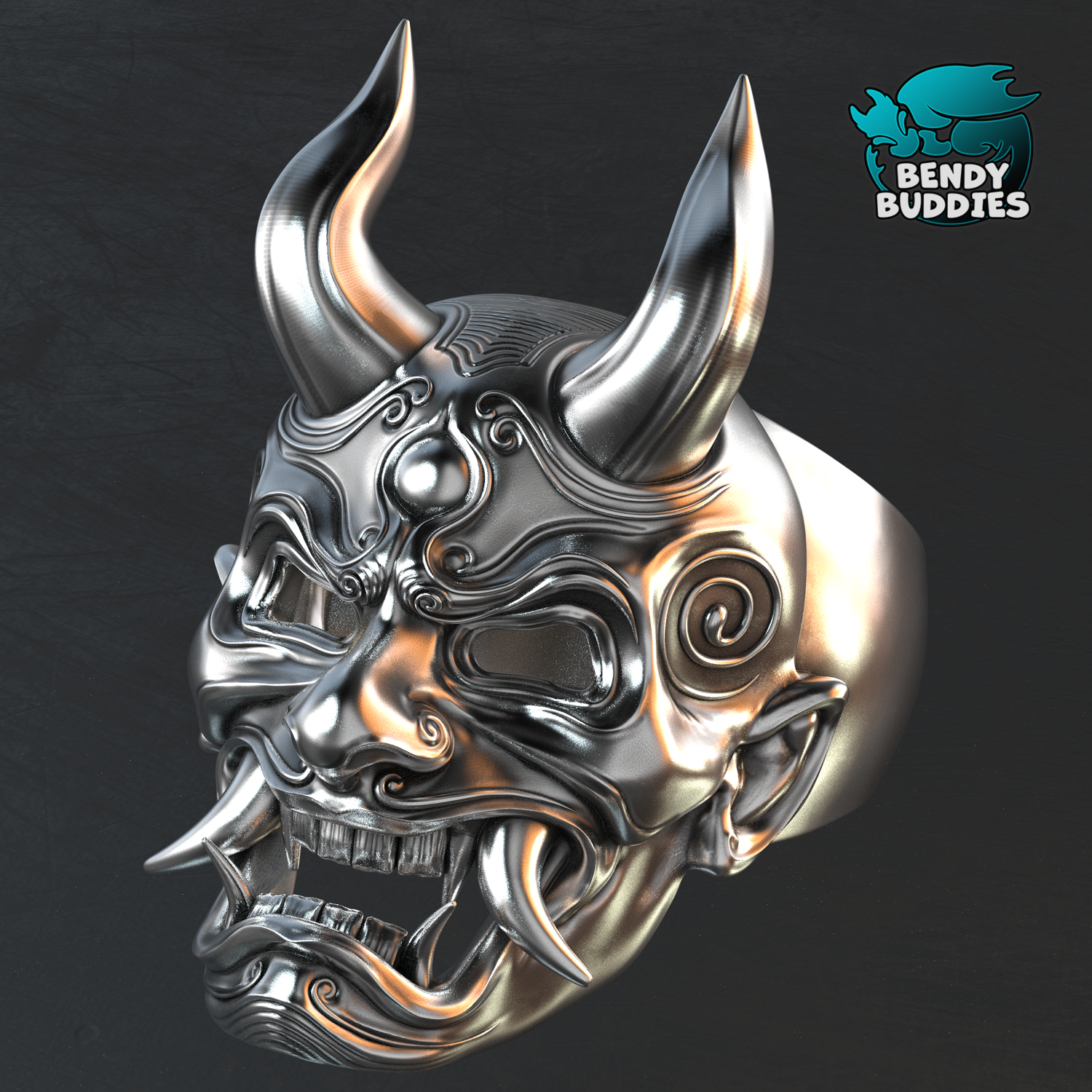 Oni Ring / Violent Spirit Jewelry Pre-Supported / Tortured Soul Demon Accessory / Devil Decoration / Demonic Artifact / Biker Deco